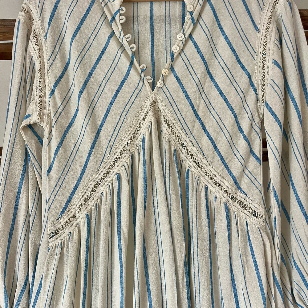 Sea New York Blue and Cream Striped Long Sleeve Brady Dress - Picture 4 of 5